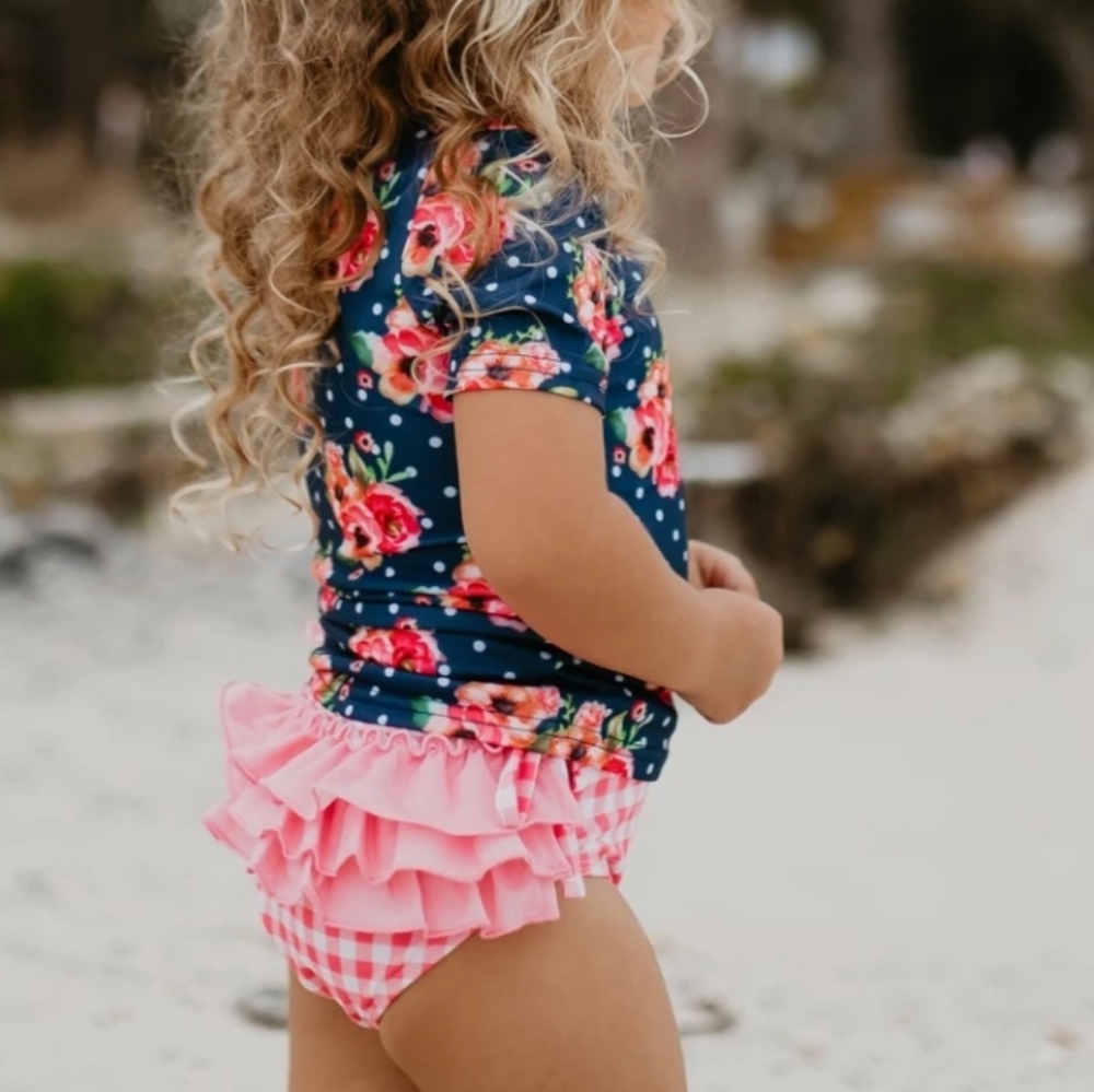 Ruffle Rashguard Swim Suit